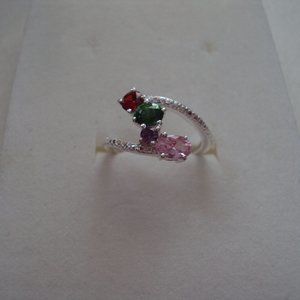New multi gem SS ring size  7 DAD149  FINAL MARKDOWN